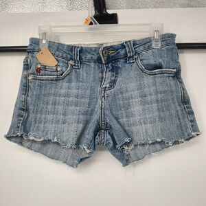 Vanity Light Blue Raw Hem Low Rise Jean Shorts Size Womans 27